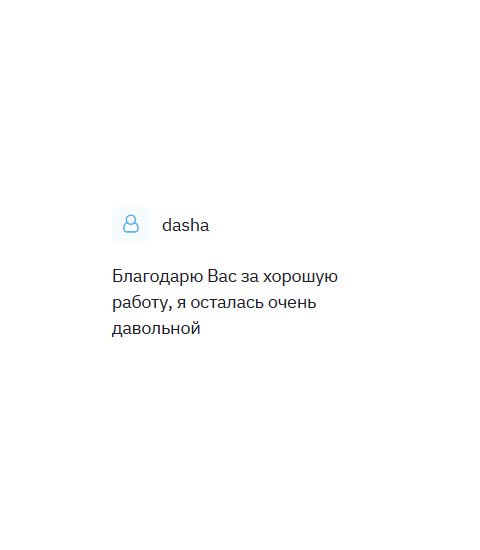 Благодарю за отлично проделанную работу, я довольна результатом.